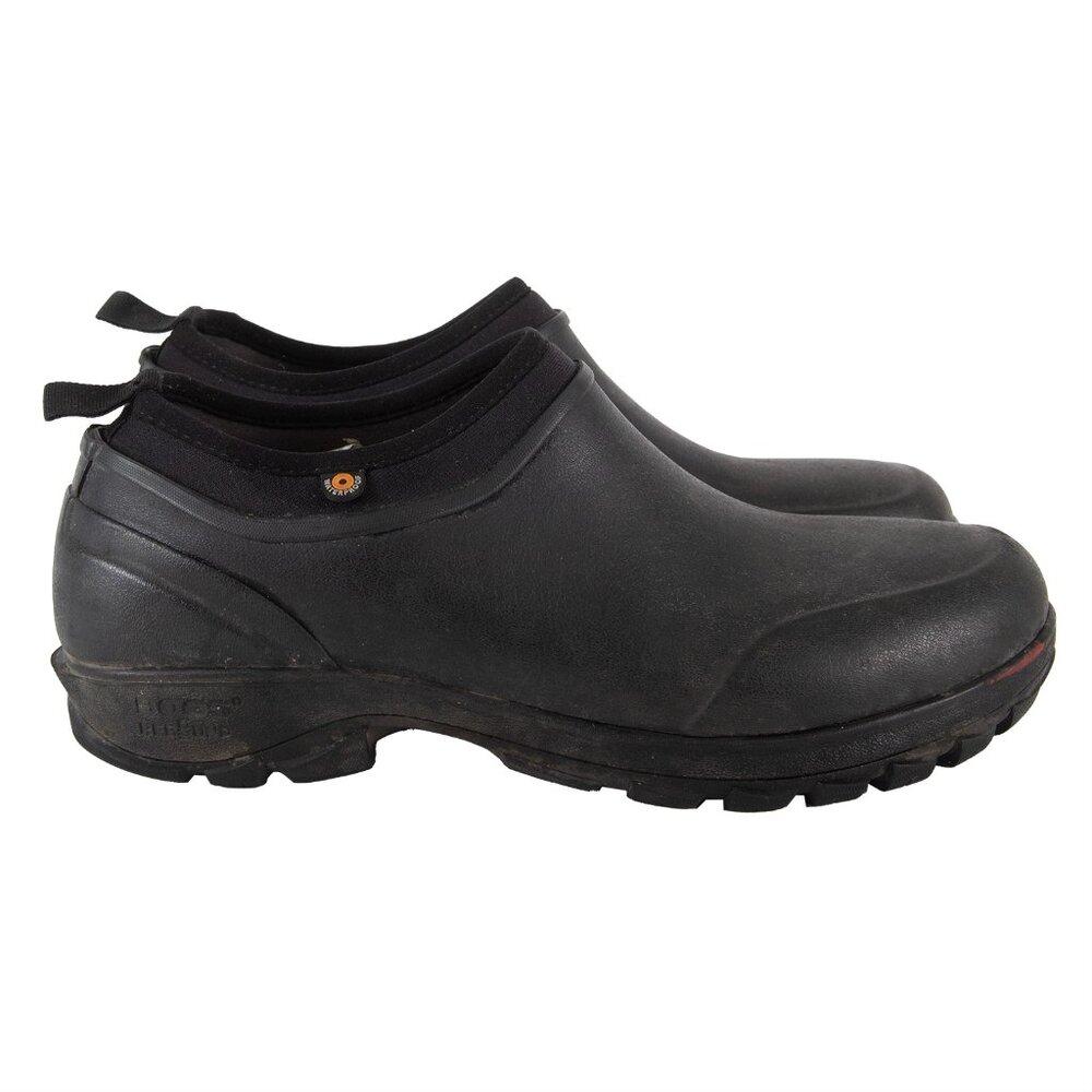 BOGS Sauvie Slip On Rain Boots Mens Size 10 Black Rubber Low Ankle Waterproof